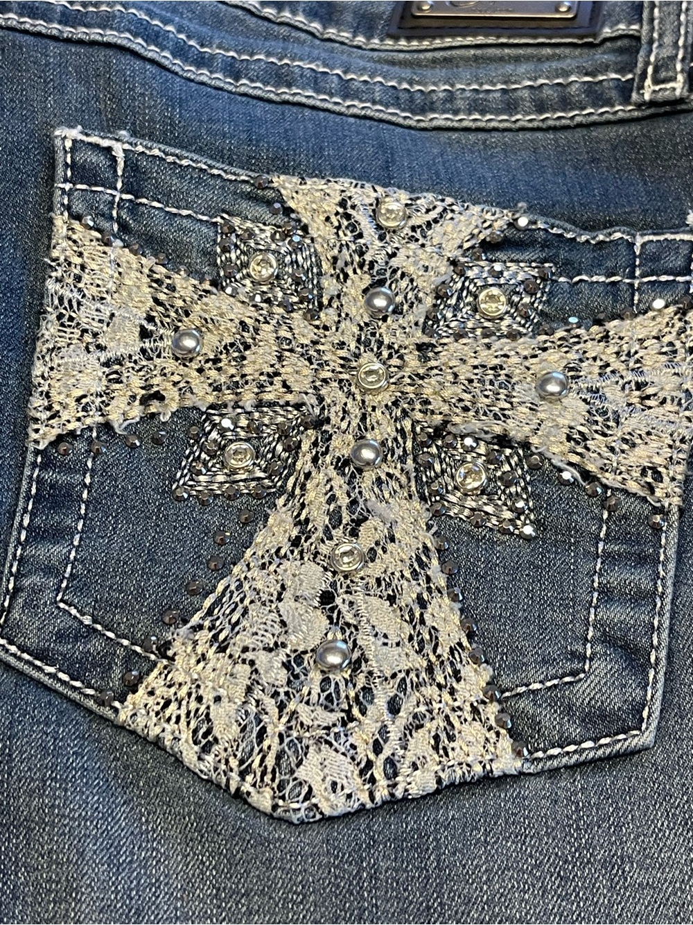 Earl Women’s Slim Boot Jeans Stretch Designer with Pocket Embellishments Sz 16 - Picture 6 of 12